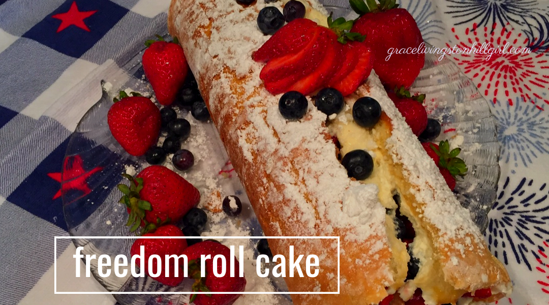 Pretty rolled cake for July 4th celebrations